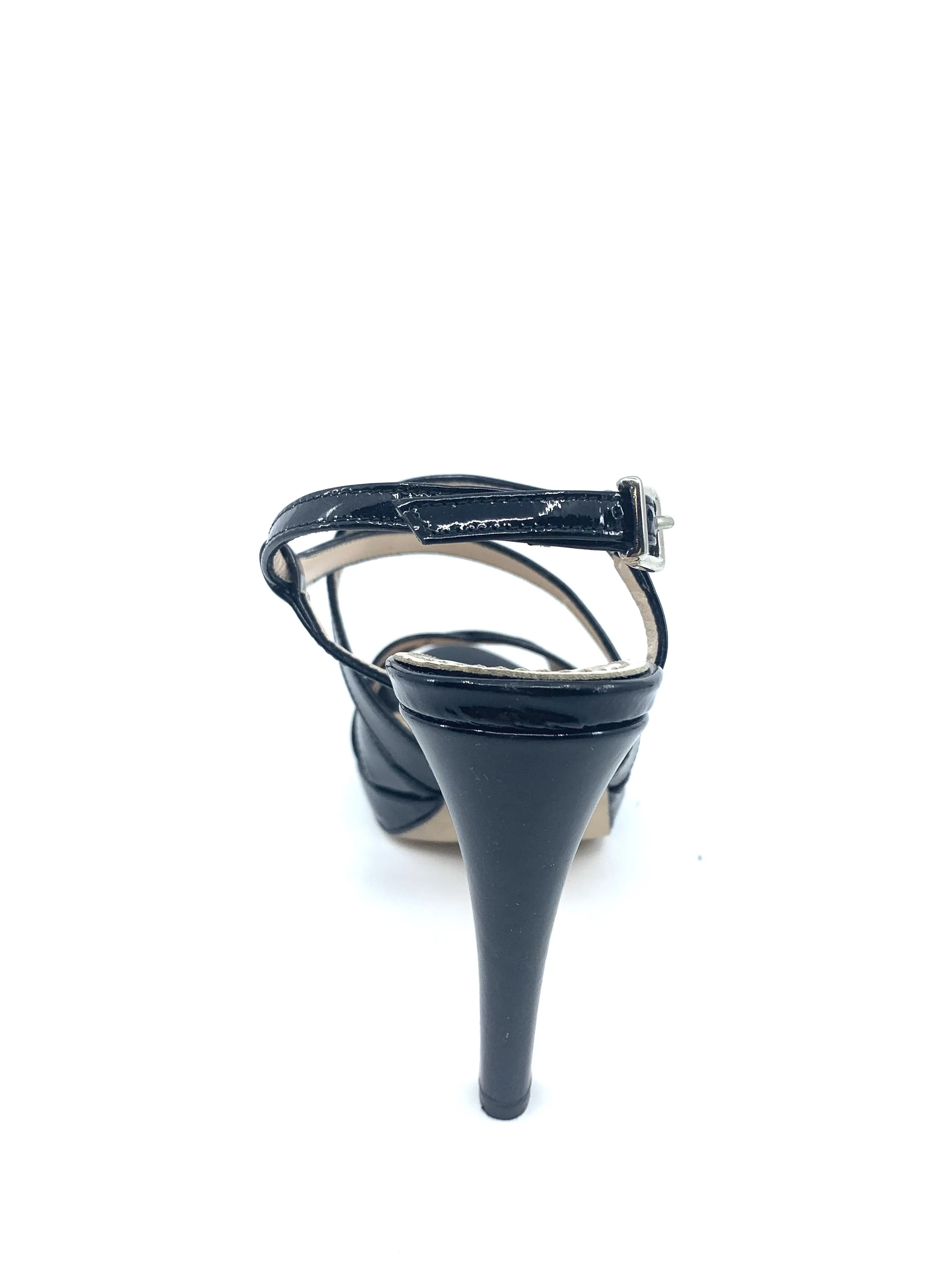 4043 Vernice Nero Gastone Lucioli Slingback Patent Sandals