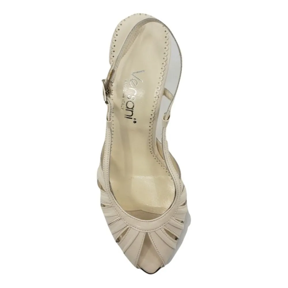 6496 Perlato Beige Leather Versani Slingback Sandals
