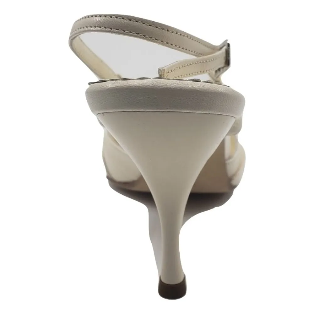 6496 Perlato Beige Leather Versani Slingback Sandals