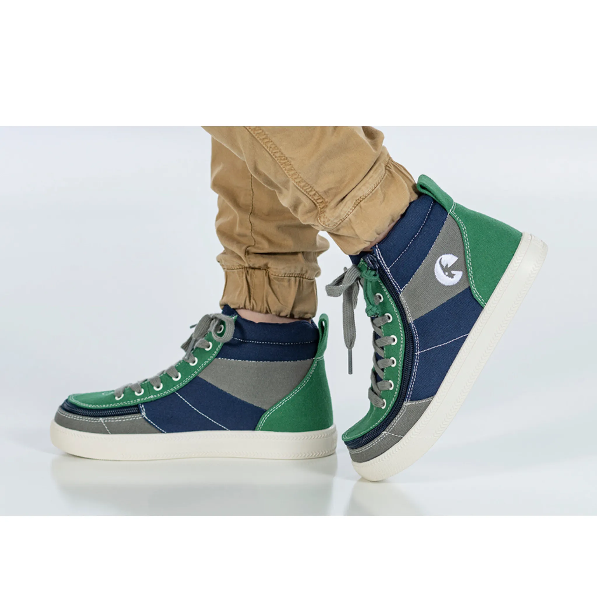 Billy Footwear (Kids)  - Street High Top Earth Colour Block Canvas Shoes