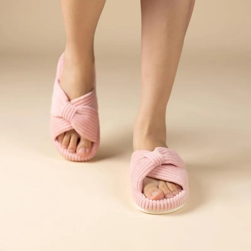 Corduroy Bow Orthopedic Slippers – Elegant Comfort for Everyday Wear
