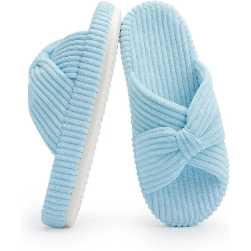 Corduroy Bow Orthopedic Slippers – Elegant Comfort for Everyday Wear