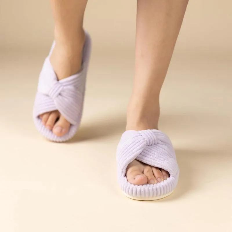 Corduroy Bow Orthopedic Slippers – Elegant Comfort for Everyday Wear