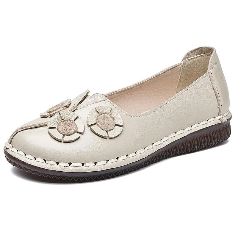 Genuine Leather Flats Women Wide Shoes Soft Pregnant Loafers