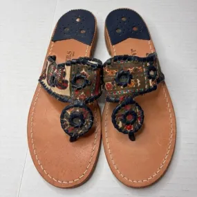 JACK ROGERS Vera Bradley Navajo Tapestry Navy Leather Thong Sandals Size 8