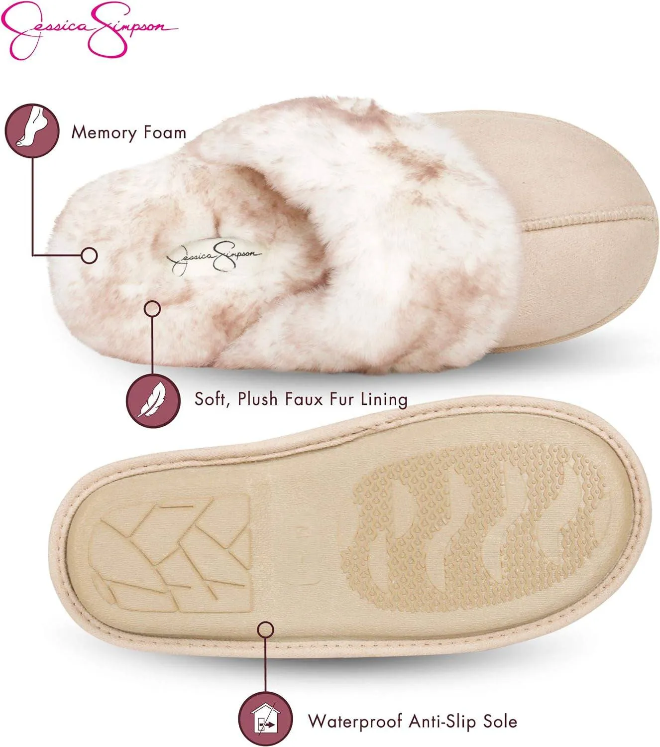 Jessica Simpson Comfy Faux Fur House Slipper