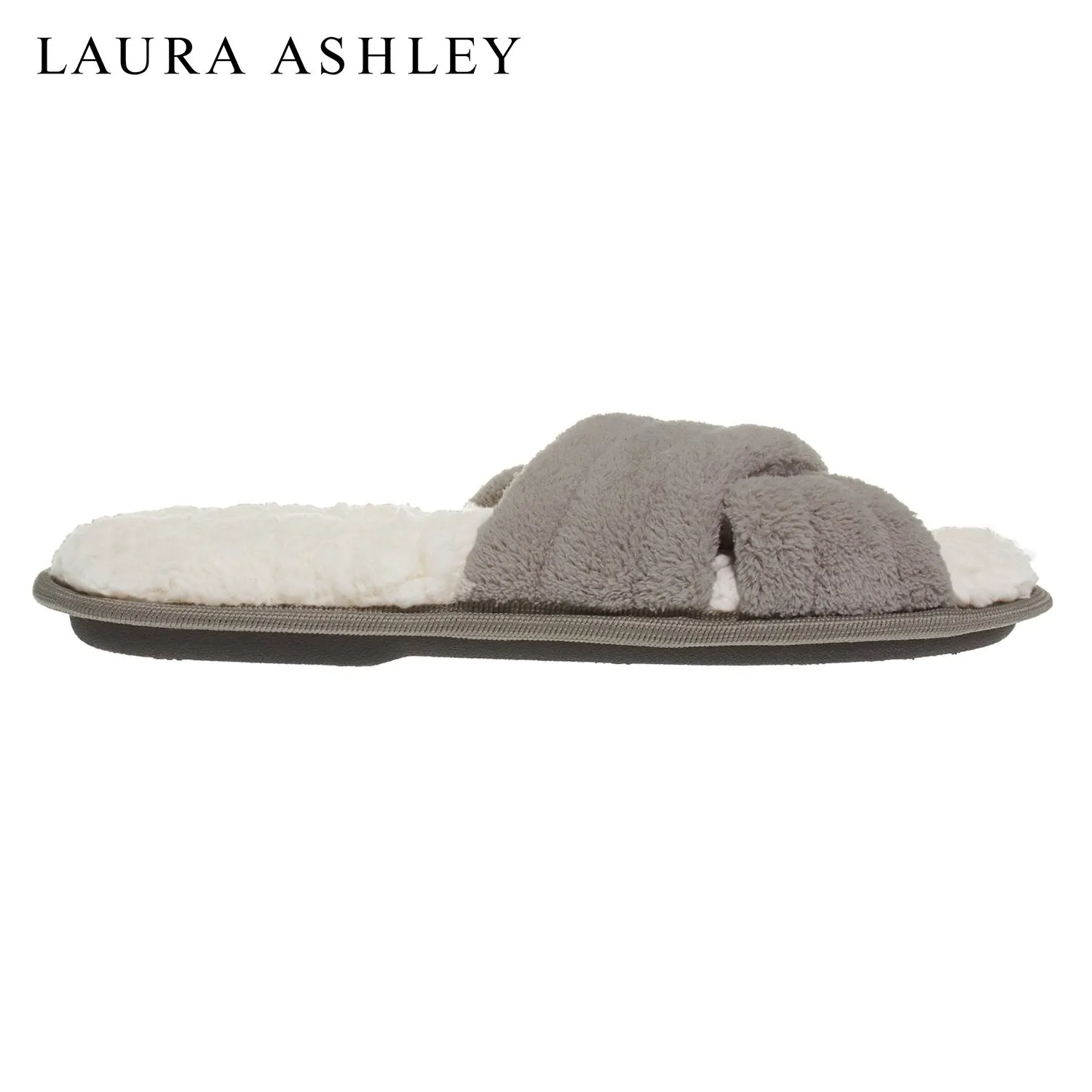 Laura Ashley Womens Ladies Luxury Spa Cross Band Memory Foam Slippers Rye Toast Brown XL