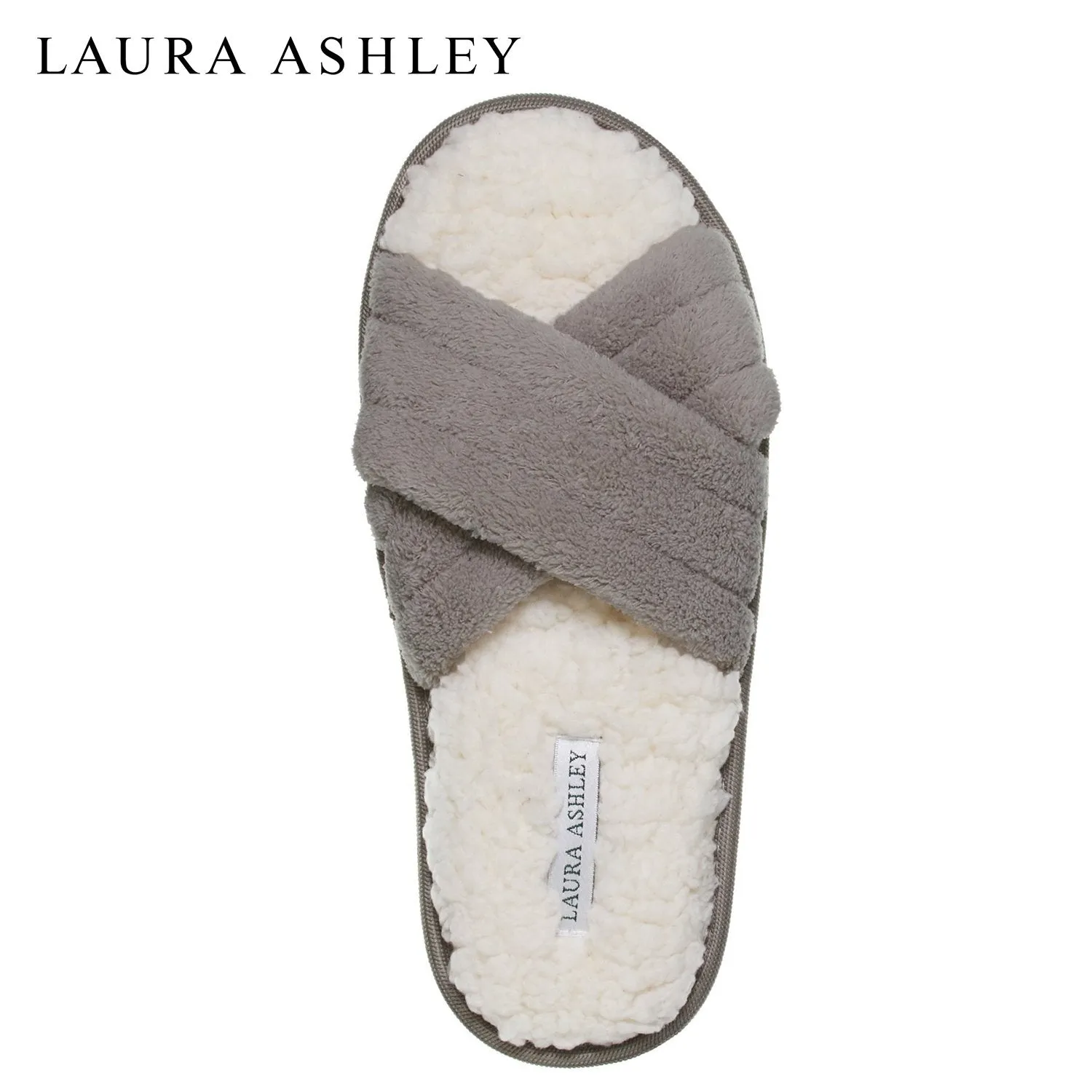 Laura Ashley Womens Ladies Luxury Spa Cross Band Memory Foam Slippers Rye Toast Brown XL