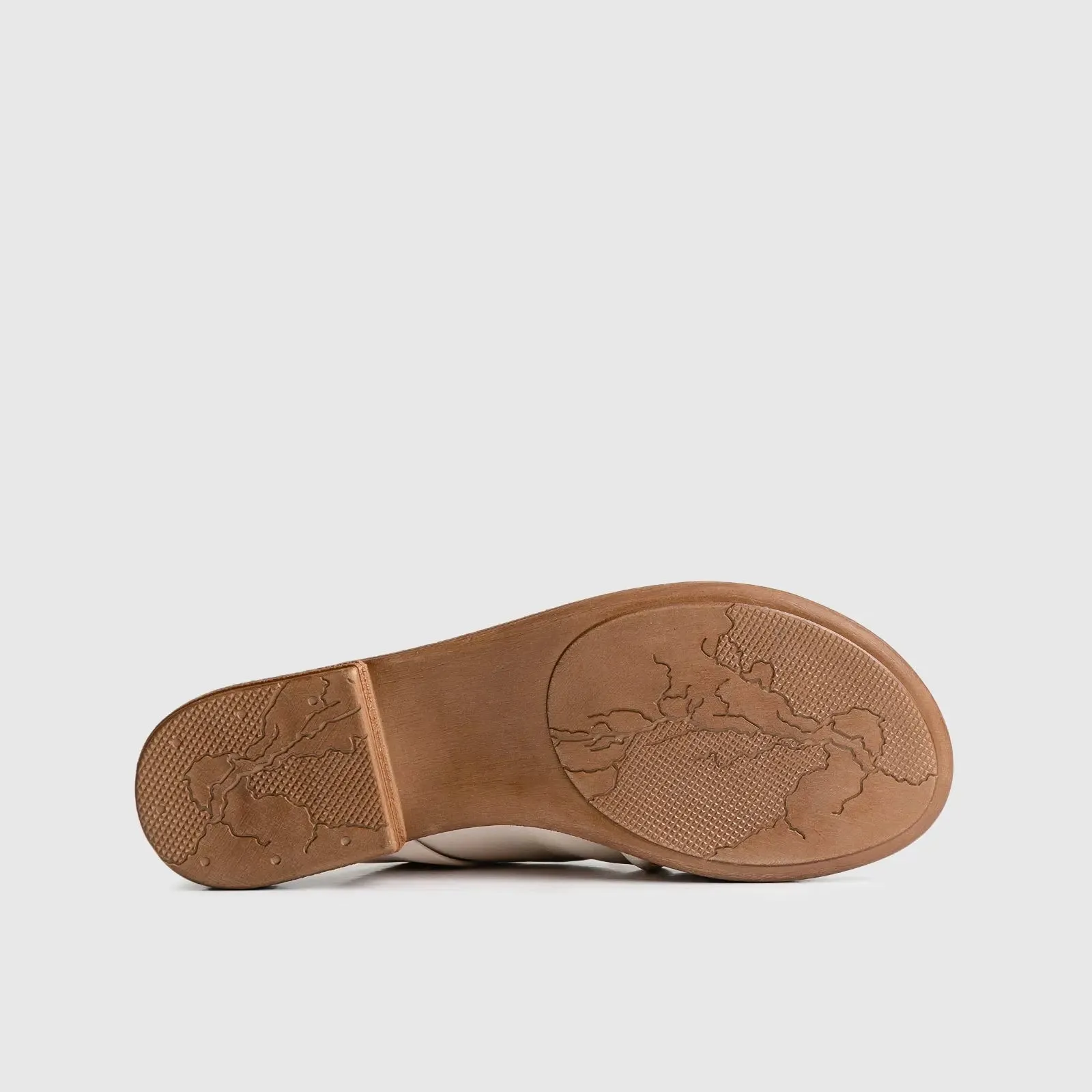 Leather Flat Comfort Sandals 8540 Beige