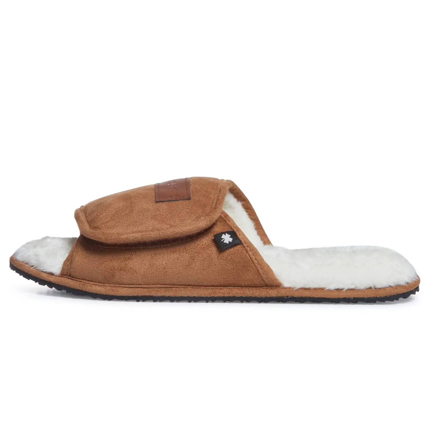Lucky Brand Mens Microsuede Memory Foam Open Toe Slippers, Cool Adjustable Strap Indoor Outdoor House Sliders for Men