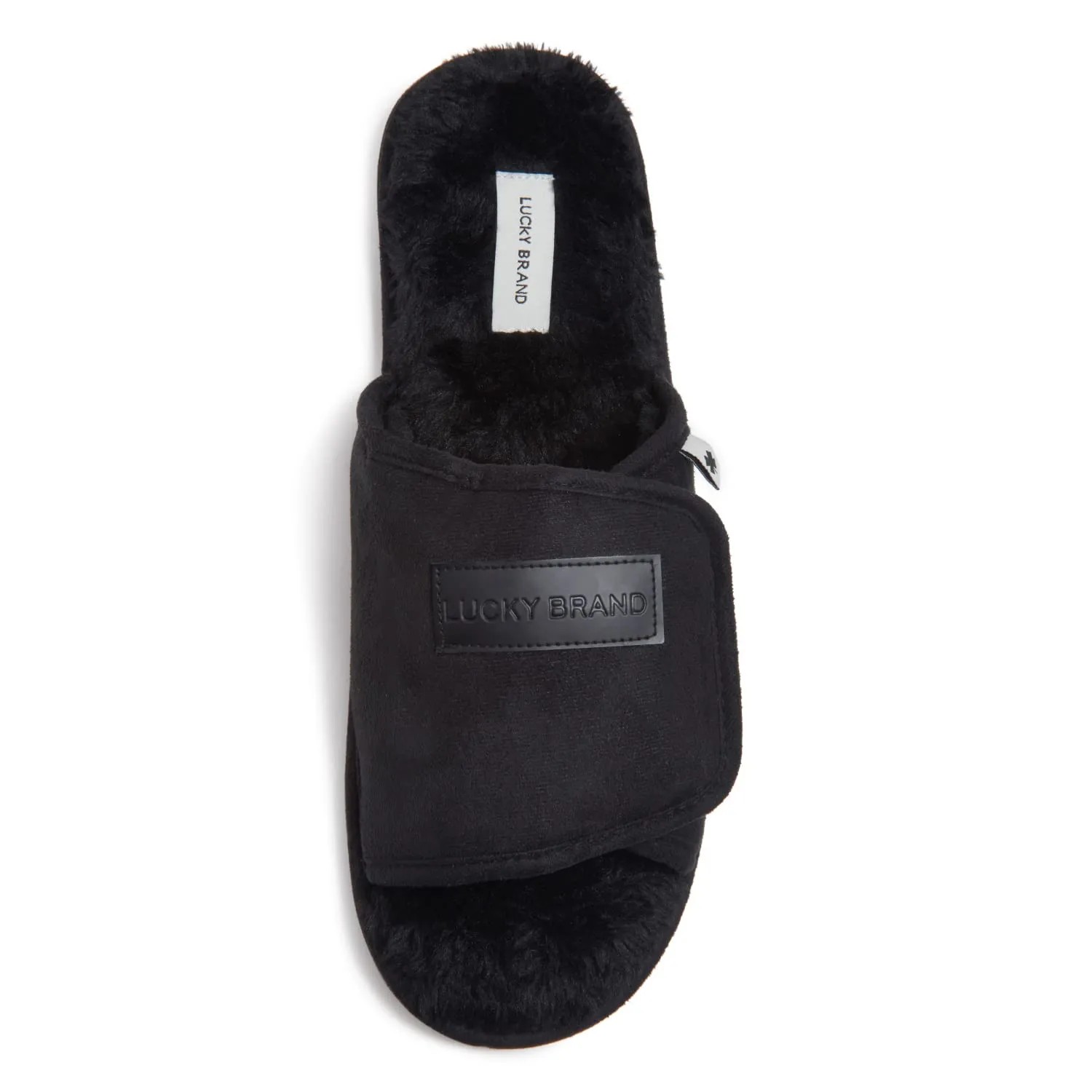 Lucky Brand Mens Microsuede Memory Foam Open Toe Slippers, Cool Adjustable Strap Indoor Outdoor House Sliders for Men
