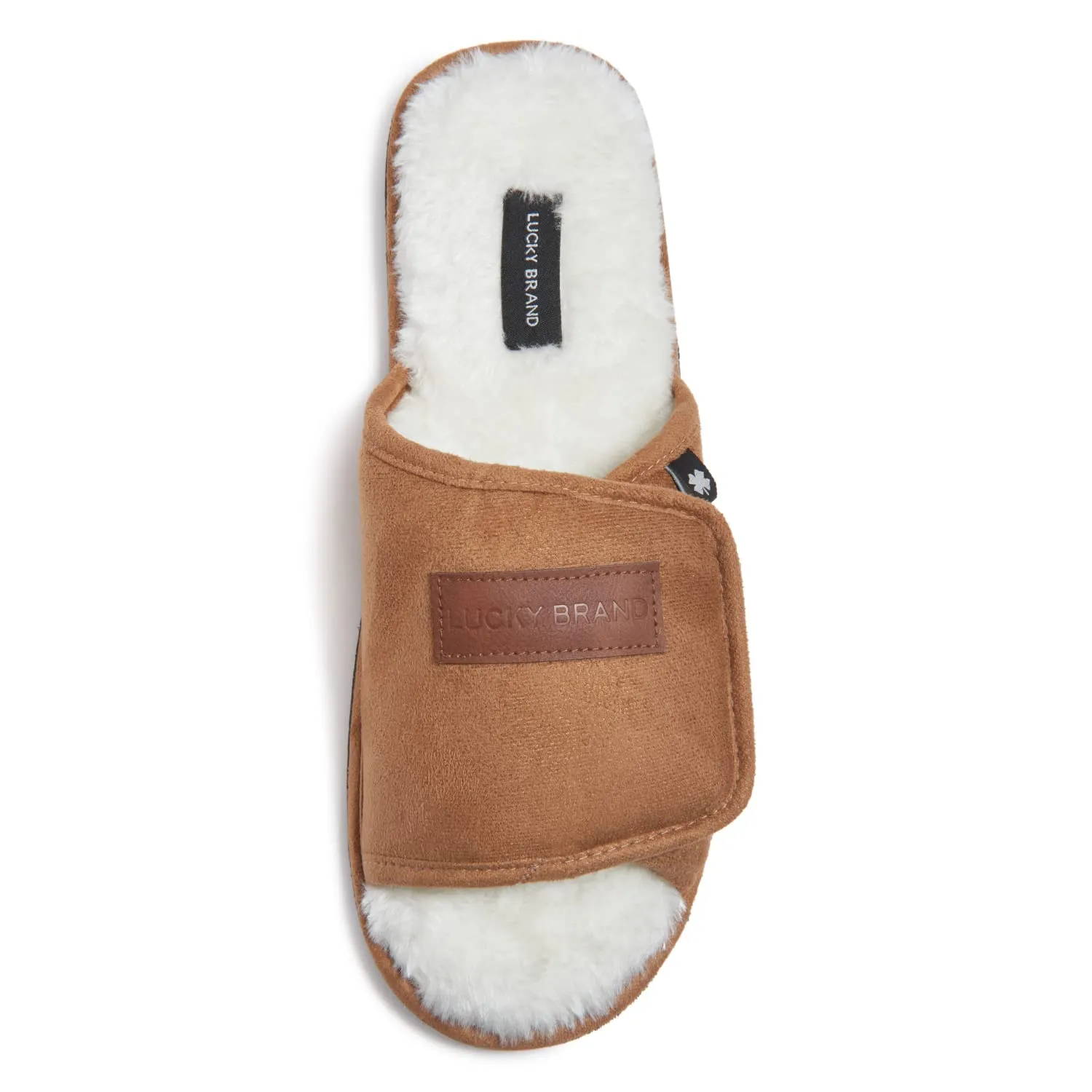 Lucky Brand Mens Microsuede Memory Foam Open Toe Slippers, Cool Adjustable Strap Indoor Outdoor House Sliders for Men