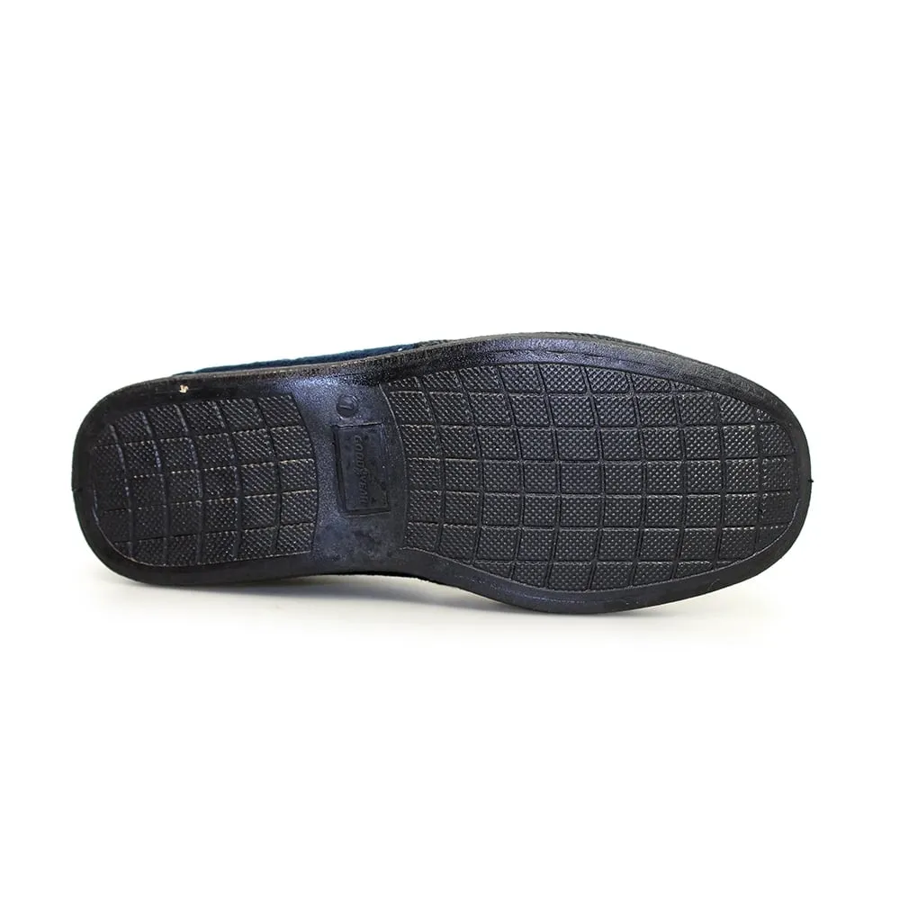 Lunar Men's KMG116 Harrison Tweed Full Slippers Navy Blue