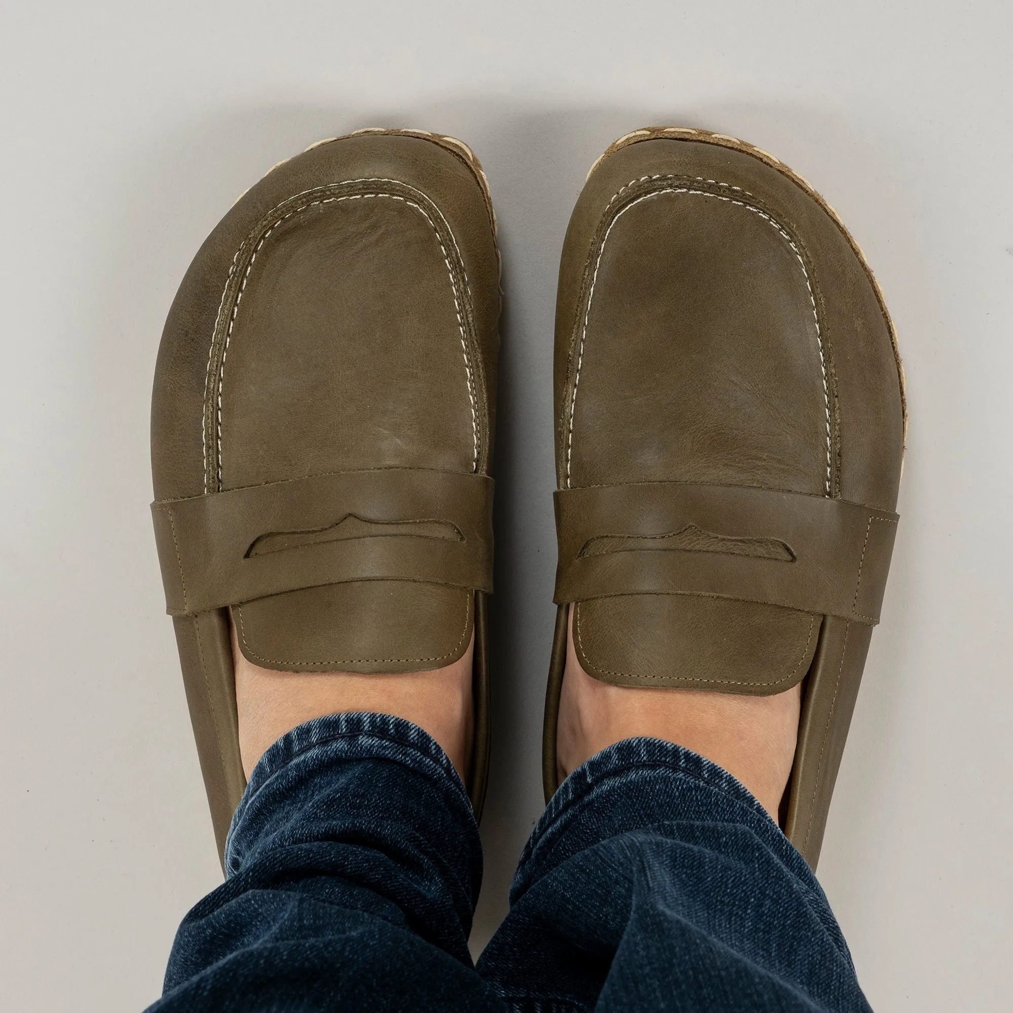 Men's Green Penny Loafers