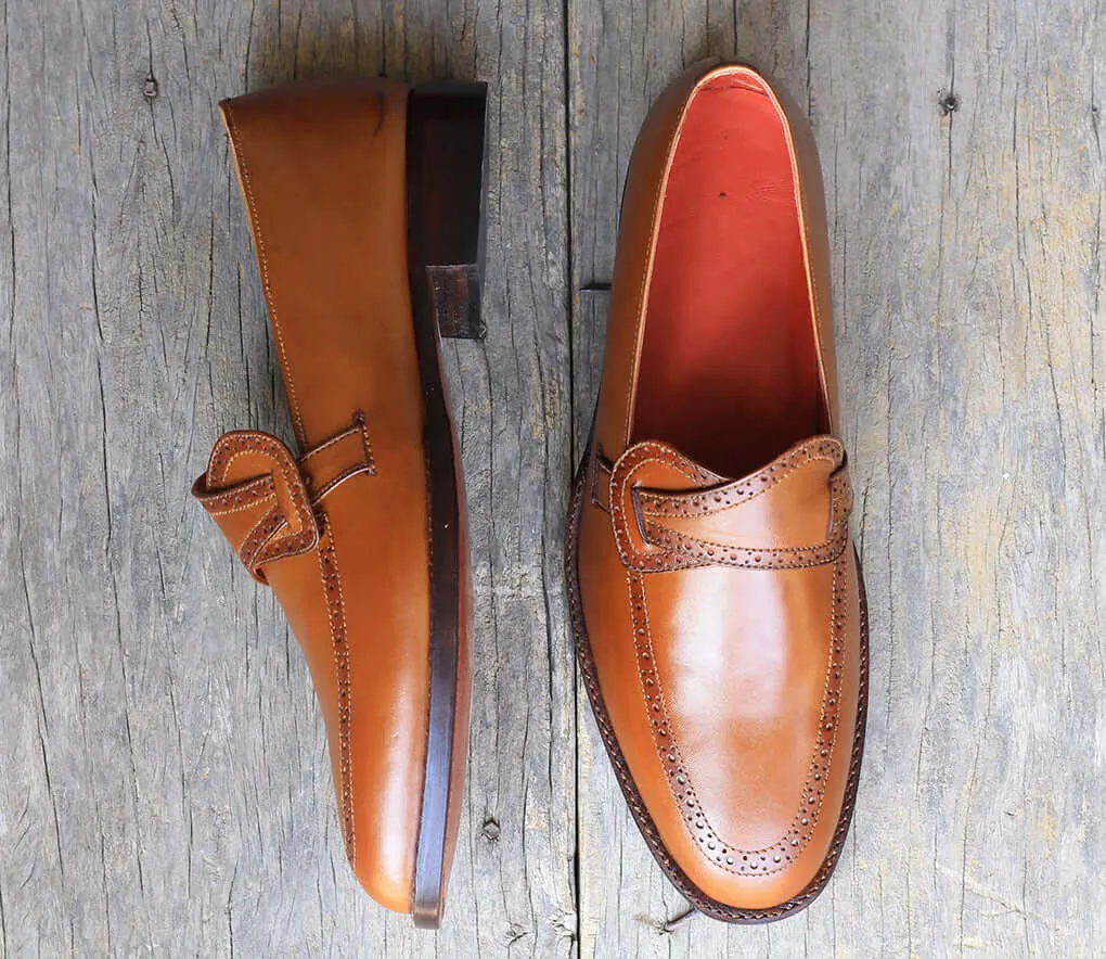 New Handmade Men's Brown Leather Butterfly Loafer Dress Shoes, Men Designer Shoes