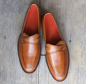New Handmade Men's Brown Leather Butterfly Loafer Dress Shoes, Men Designer Shoes