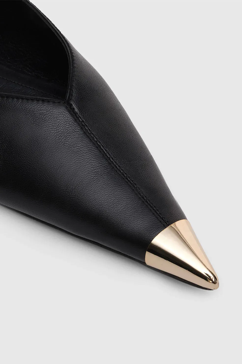 Nina Flats With Metal Toe Cap | Black