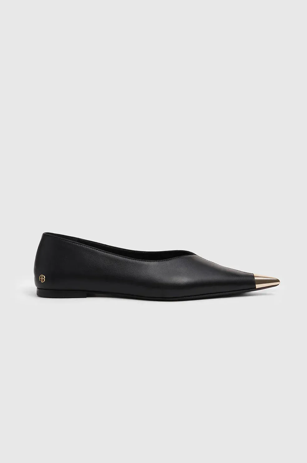 Nina Flats With Metal Toe Cap | Black