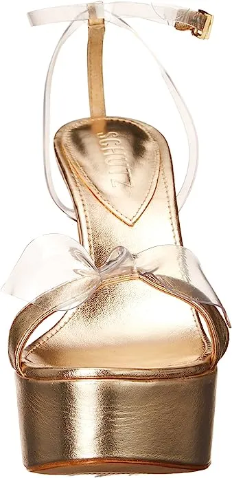 Schutz Elyda Platform Platina Transparent Ankle Strap Open Toe High Heel Sandals