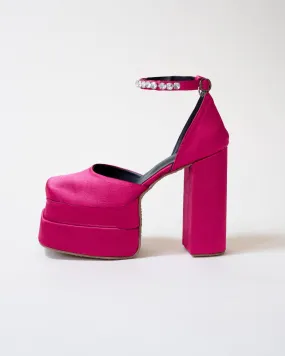 Showstopper Vibe Hot Pink Rhinestone Platform Heels