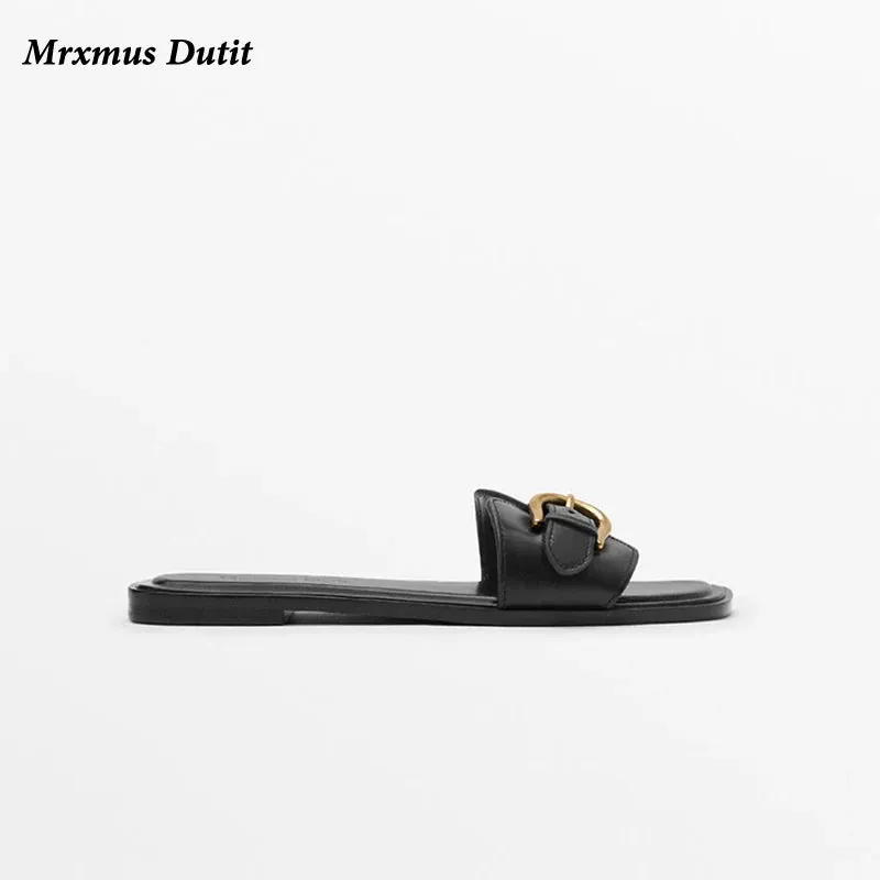Spring Summer Women's Genuine Leather Flat Belt Sandals