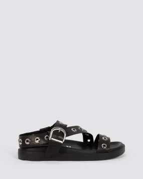 TULUM SANDALS BLACK LEATHER