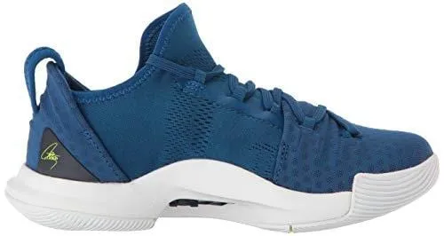 Under Armour Boys' Pre School Curry 5 Basketball Shoe, Moroccan Blue (401)/White, 1