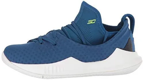 Under Armour Boys' Pre School Curry 5 Basketball Shoe, Moroccan Blue (401)/White, 1