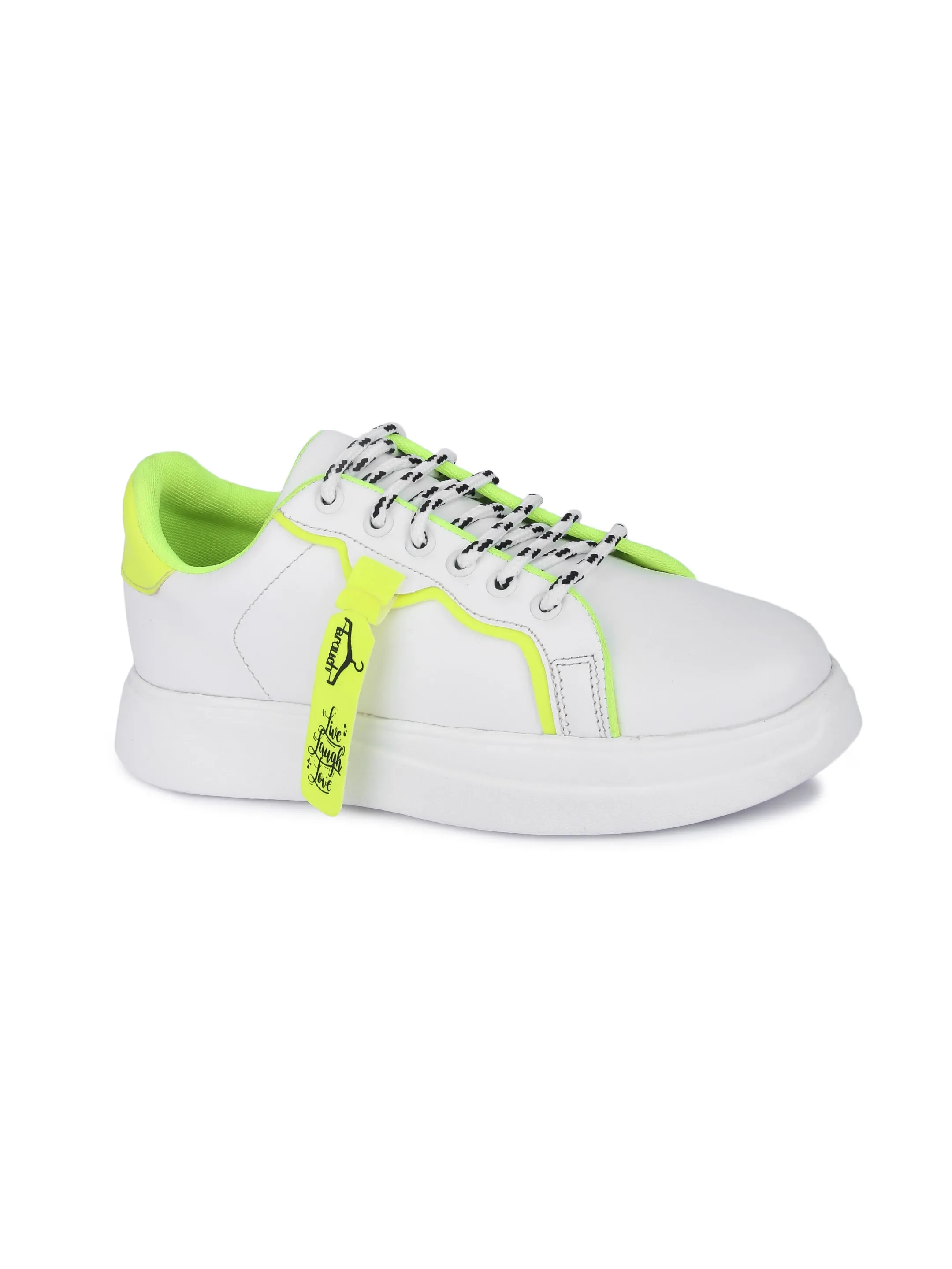 White and Neon Live Laugh Love Casual Sneaker