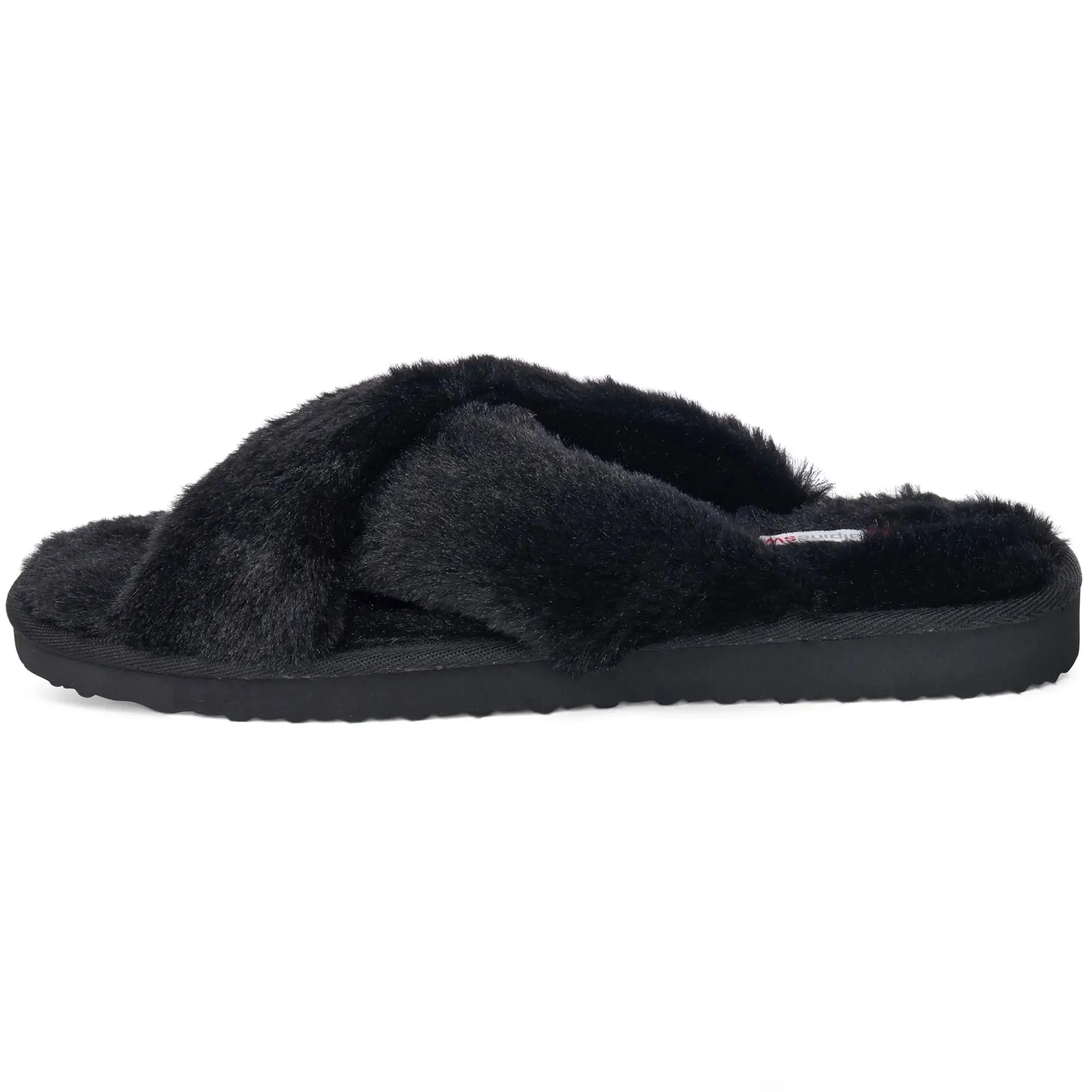 Womens Fuzzy Fluffy Slippers Memory Foam Indoor Outdoor Flat Sandals Black Suede