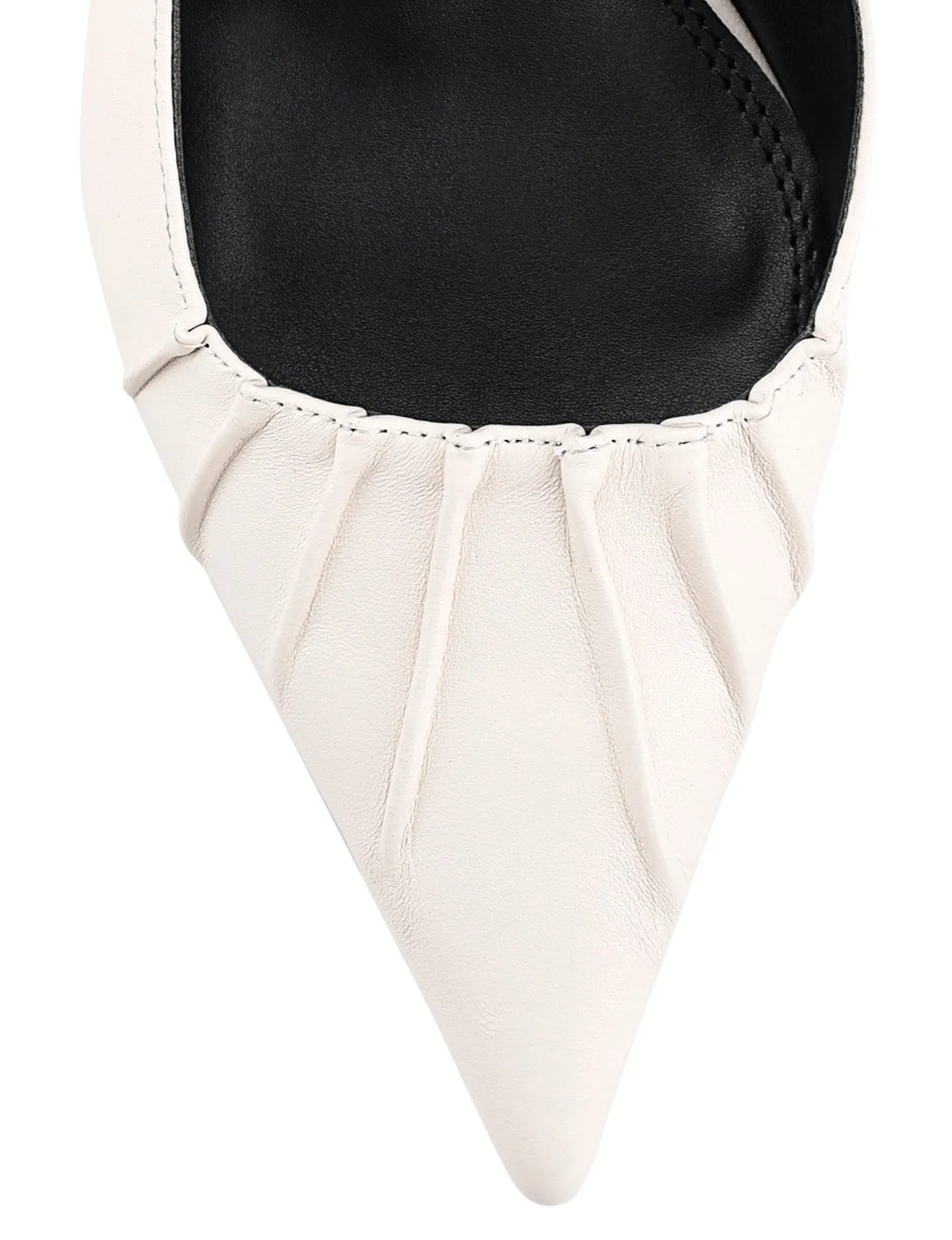 Yabell Slingback Block Heels - Chalk White Leather