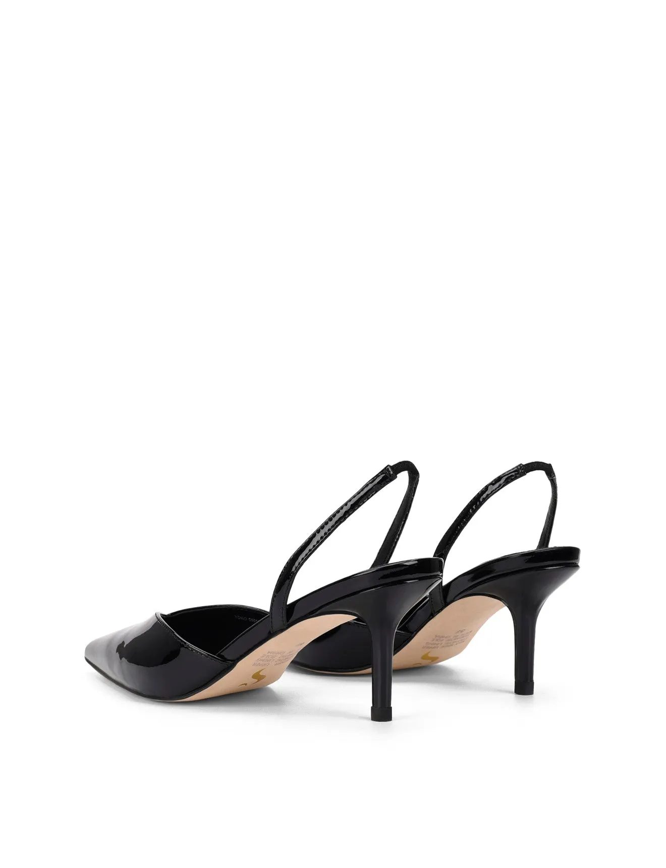 Yoco Slingback Kitten Heels - Black Patent Leather