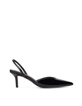 Yoco Slingback Kitten Heels - Black Patent Leather