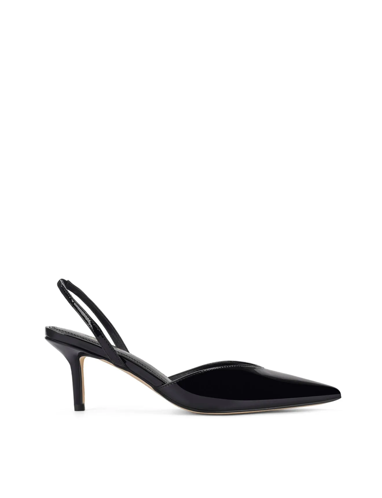 Yoco Slingback Kitten Heels - Black Patent Leather