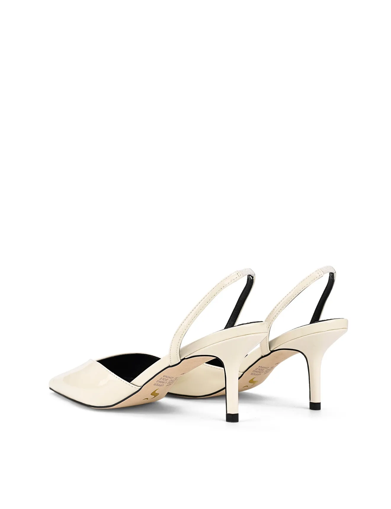 Yoco Slingback Kitten Heels - Chalk White Patent Leather