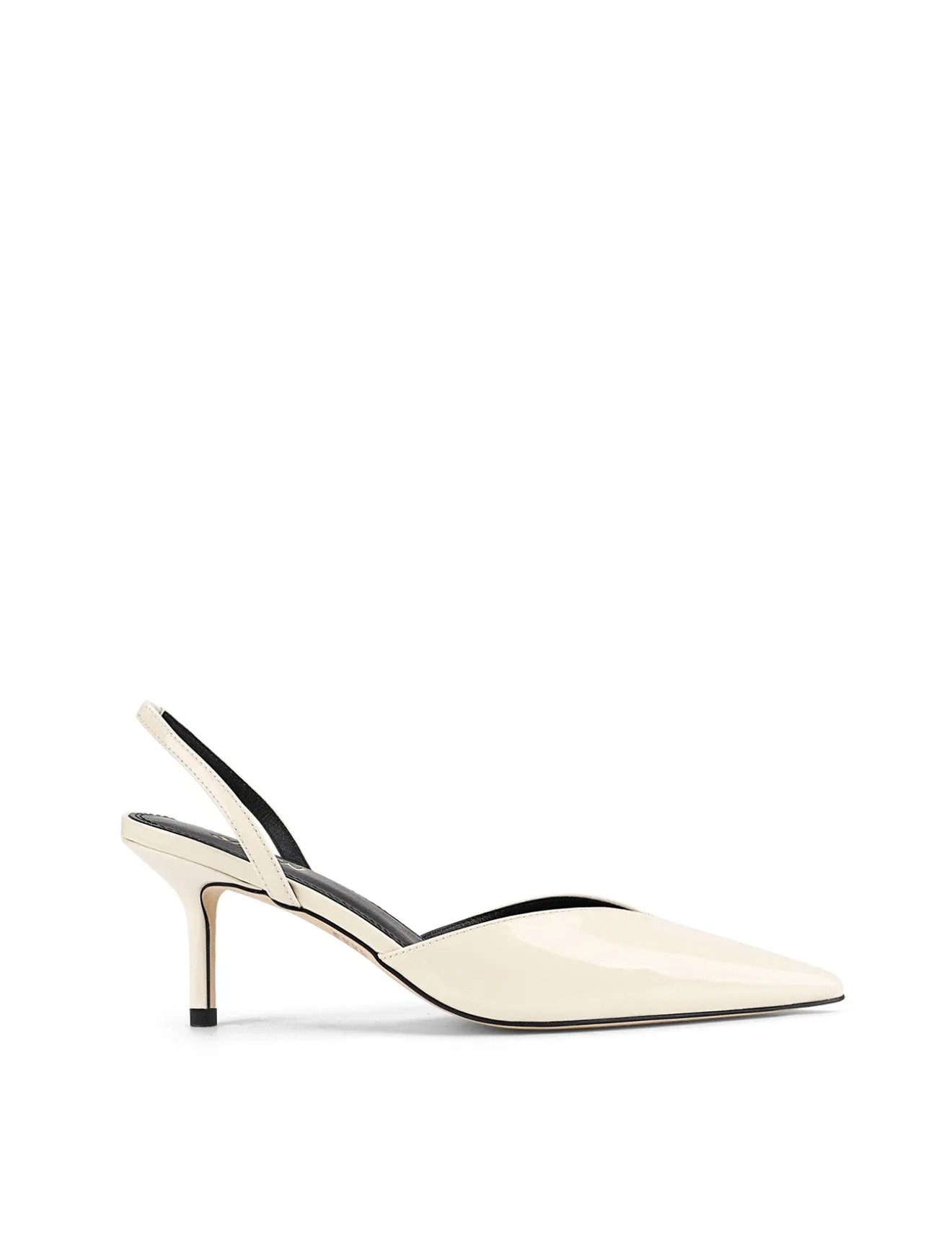 Yoco Slingback Kitten Heels - Chalk White Patent Leather